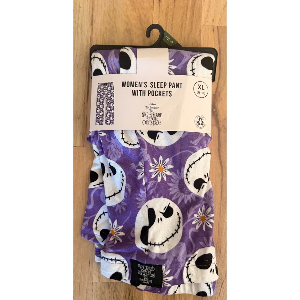 NWT Nightmare Before Christmas Jack Skellington Pajama Pants Pockets XL 16-18